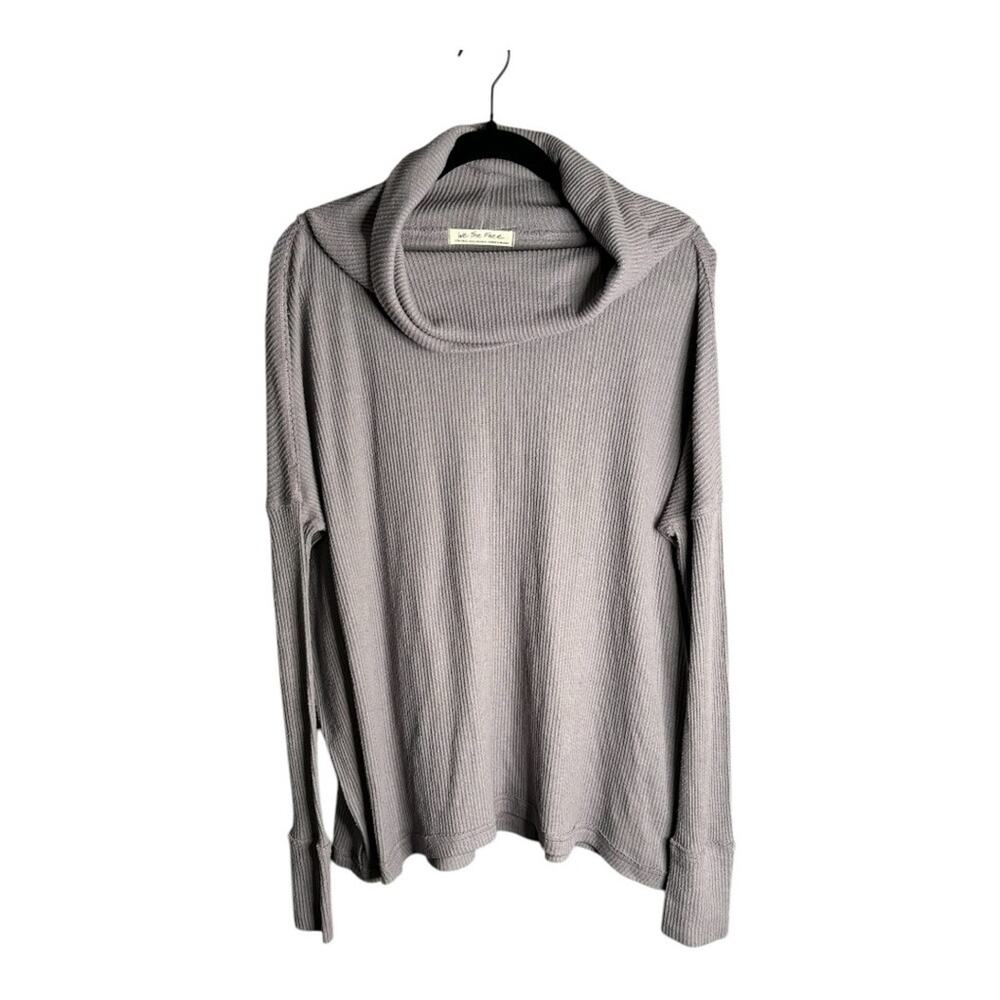 Free People Mauve Ribbed Long Sleeve Cowl Neck Split Back Top XS
